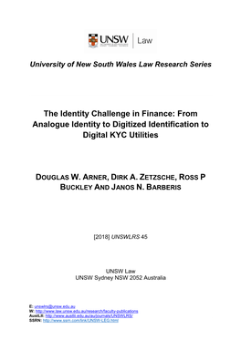 From Analogue Identity to Digitized Identification to Digital KYC Utilities