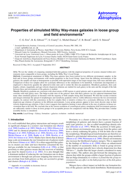Properties of Simulated Milky Way-Mass Galaxies in Loose Group and ﬁeld Environments
