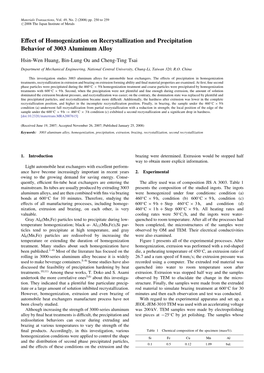 Effect of Homogenization on Recrystallization and Precipitation