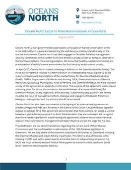 Oceans North Letter to Fiskerikommissionen in Greenland