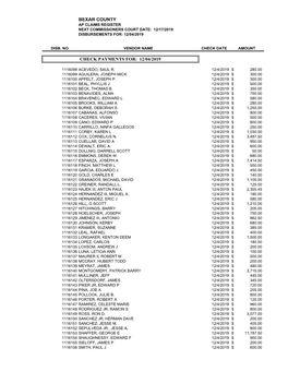 Bexar County Check Payments For: 12/04/2019