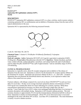 Epinastine Hcl Ophthalmic Solution) 0.05% Sterile