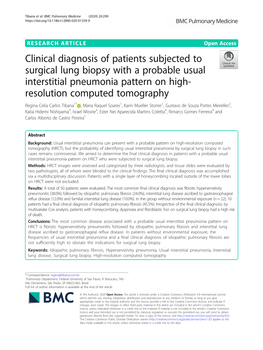 Clinical Diagnosis of Patients Subjected to Surgical Lung Biopsy