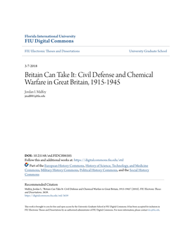 Civil Defense and Chemical Warfare in Great Britain, 1915-1945 Jordan I