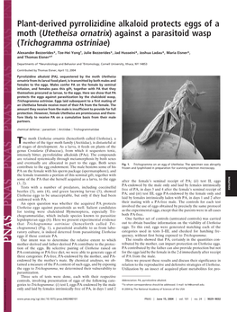 Plant-Derived Pyrrolizidine Alkaloid Protects Eggs of a Moth (Utetheisa Ornatrix) Against a Parasitoid Wasp (Trichogramma Ostriniae)