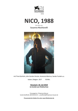 NICO, 1988 Ein Film Von Susanna Nicchiarelli