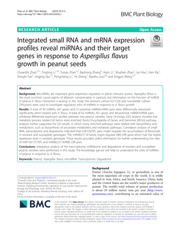 Integrated Small RNA and Mrna Expression Profiles Reveal Mirnas