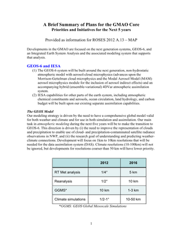 A Brief Summary of Plans for the GMAO Core Priorities and Initiatives for the Next 5 Years