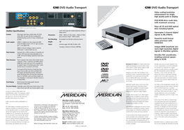 G98 DVD Audio Transport G98 DVD Audio Transport