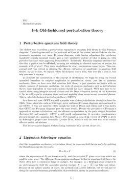 Old-Fashioned Perturbation Theory