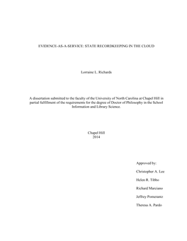 STATE RECORDKEEPING in the CLOUD Lorraine L. Richards A