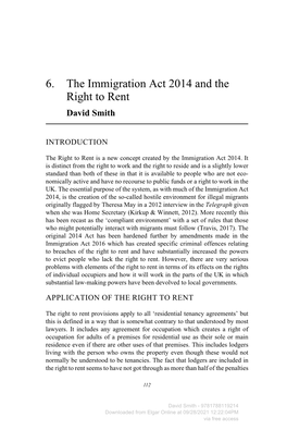 6. the Immigration Act 2014 and the Right to Rent David Smith