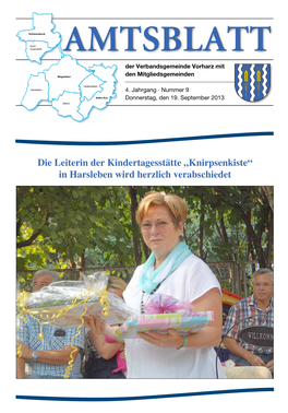 „Knirpsenkiste“ in Harsleben Wird Herzlich Verabschiedet Verbandsgemeinde Vorharz 2 | Nr