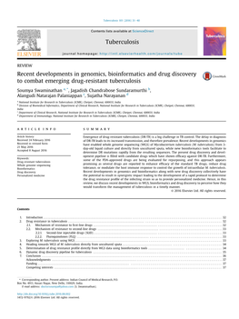 Recent Developments in Genomics, Bioinformatics and Drug Discovery to Combat Emerging Drug-Resistant Tuberculosis