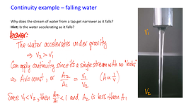 Continuity Example – Falling Water