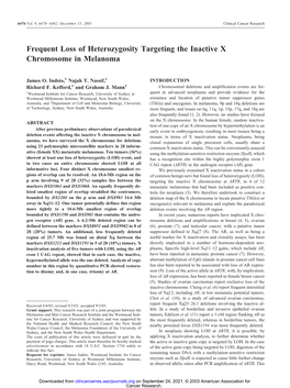 Frequent Loss of Heterozygosity Targeting the Inactive X Chromosome in Melanoma