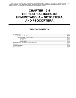 Volume 2, Chapter 12-5: Terrestrial Insects: Hemimetabola-Notoptera