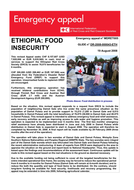 ETHIOPIA: FOOD Emergency Appeal N° MDRET005 GLIDE N° DR-2008-000043-ETH