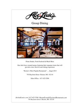 AL Boston Group Dining Menus