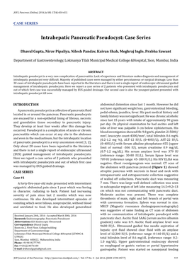 Intrahepatic Pancreatic Pseudocyst: Case Series