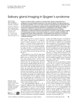 Salivary Gland Imaging in Sjogren's Syndrome
