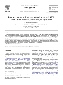 Improving Phylogenetic Inference of Mushrooms with RPB1 and RPB2 Nucleotide Sequences (Inocybe; Agaricales)