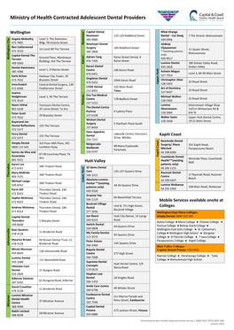 Ministry of Health Contracted Adolescent Dental Providers
