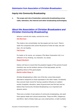 About the Association of Christian Broadcasters and Christian Community Broadcasting