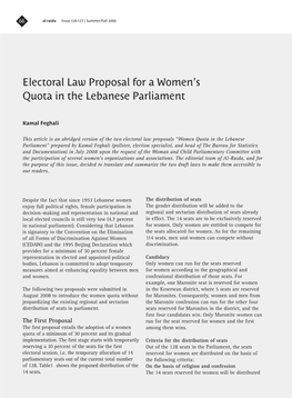 Electoral Law Proposal for a Women's Quota in the Lebanese Parliament