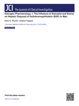 Estrogen Pharmacology. I. the Influence of Estradiol and Estriol on Hepatic Disposal of Sulfobromophthalein (BSP) in Man