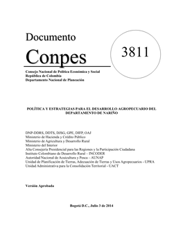 Documento Conpes 3811 Consejo Nacional De Política Económica Y Social República De Colombia Departamento Nacional De Planeación