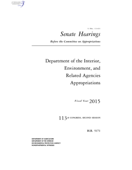 Senate Hearings Before the Committee on Appropriations