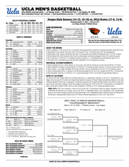 UCLA Men's Basketball Page 1/1 UCLA’S SEASON/Careerseason/Career Statistics STATS As of Mar 07, 2021 2020-21All Games ROSTER