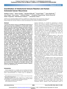 Coordination of Intratumoral Immune Reaction and Human Colorectal Cancer Recurrence