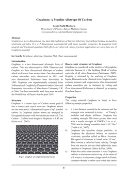 Graphene: a Peculiar Allotrope of Carbon