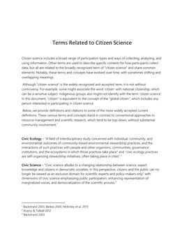 Terms Related to Citizen Science