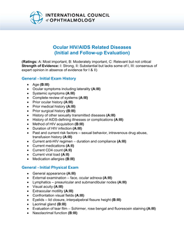 Ocular HIV/AIDS Related Diseases (Initial and Follow-Up Evaluation)