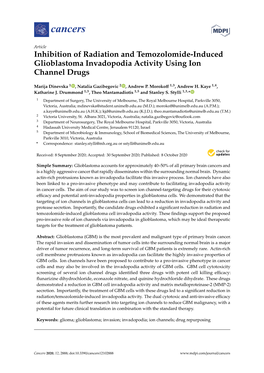 Inhibition of Radiation and Temozolomide-Induced Glioblastoma Invadopodia Activity Using Ion Channel Drugs