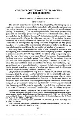 Cohomology Theory of Lie Groups and Lie Algebras