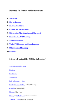 Resources for Startups and Entrepreneurs Microwork