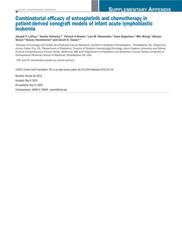 Combinatorial Efficacy of Entospletinib and Chemotherapy in Patient-Derived Xenograft Models of Infant Acute Lymphoblastic Leukemia