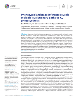 Phenotypic Landscape Inference Reveals Multiple Evolutionary Paths to C4 Photosynthesis