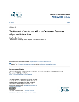 The Concept of the General Will in the Writings of Rousseau, Sièyes, and Robespierre