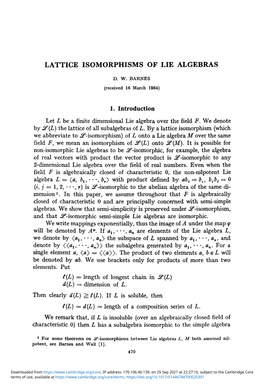Lattic Isomorphisms of Lie Algebras