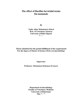 The Effect of Bacillus Larvicidal Toxins on Mammals