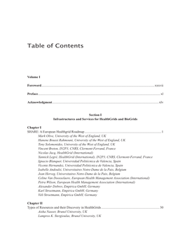 Table of Contents