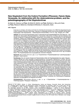 Pliocene), Falc6n State, Venezuela, Its Relationship with the Asterostemma Problem, and the Paleobiogeography of the Glyptodontinae ALFREDO A