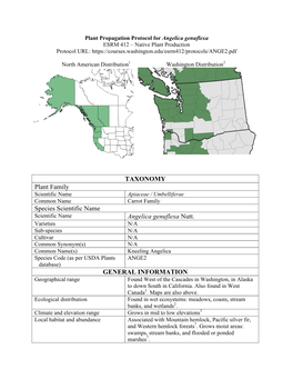 TAXONOMY Plant Family Species Scientific Name Angelica Genuflexa