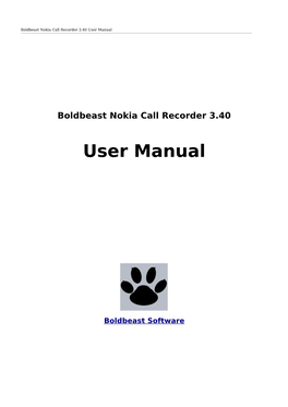 Boldbeast Nokia Call Recorder User Manual