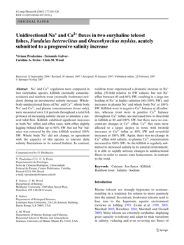 Unidirectional Na and Ca 2+ Xuxes in Two Euryhaline Teleost Wshes